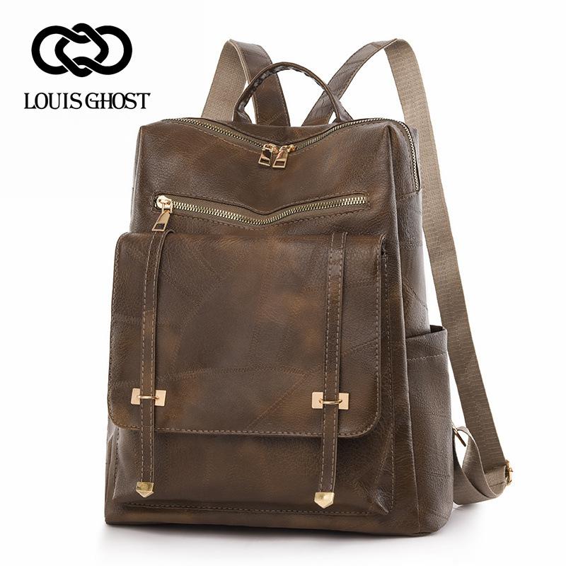 

Рюкзак женский новый трендовый корейский вариант модный однотонный женский рюкзак повседневный универсальный ПУ мягкая кожа водонепроницаемая дорожная сумка