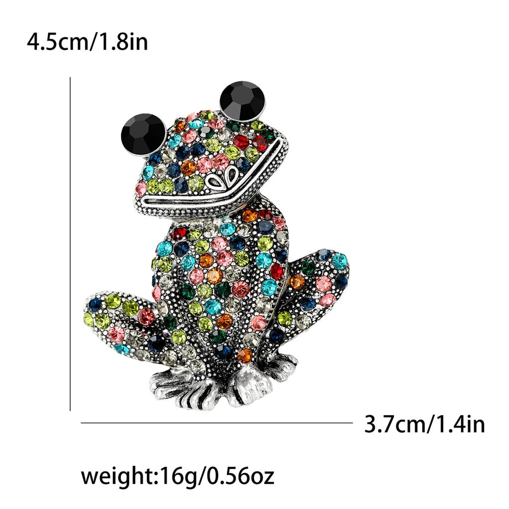 Rhinestone Colorful Frog Brooches for Women Unisex Enamel Animal Pins Office Party Friend Gifts Jewelry Accessories