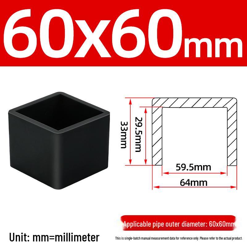 Silicone Anti-slip Chair Leg Cap - Heat Resistant, Square Rubber Sleeve for Steel Pipe with Protective Electroplated Finish
