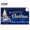 Decorative Holiday Fabric Christmas Banner, 71x43 Inches Santa Sleigh Reindeer Snowman Backdrop for Winter Wonderland Easy Install Door Banner
