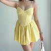 2025 Women's Solid Color Sleeveless Backless Strappy Tie-up Mini Dress
