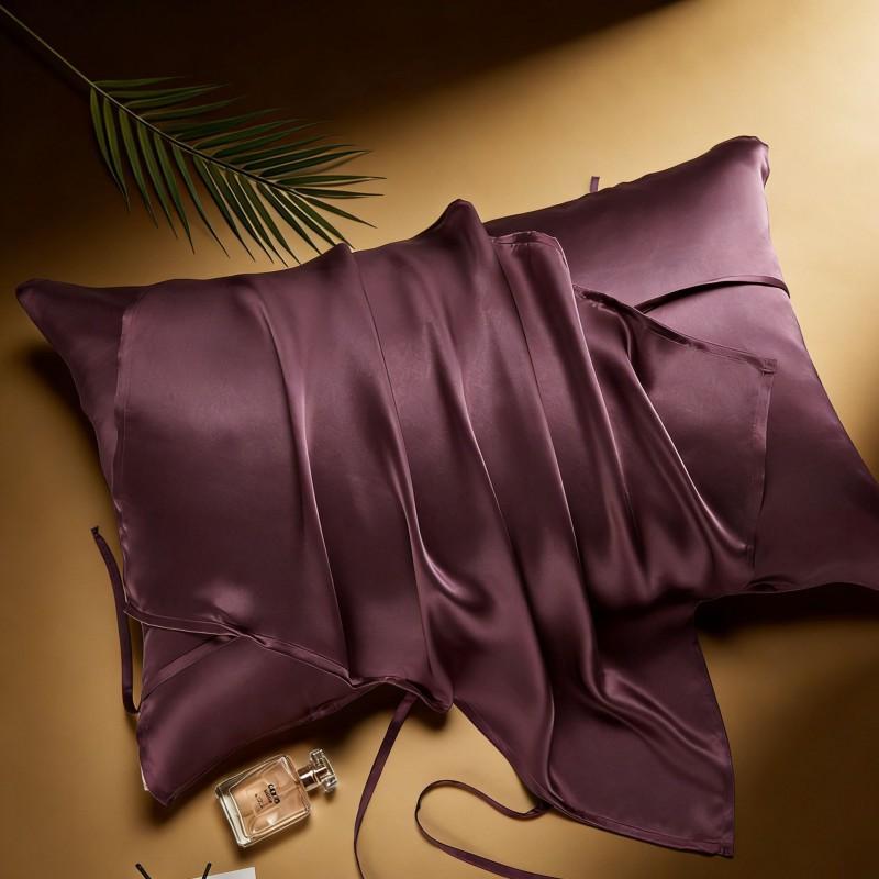 40 Momme 100% Pure Mulberry Silk Pillowcase With Adjustable Ties Solid Color Luxury Sleep Skincare Pillow Cover