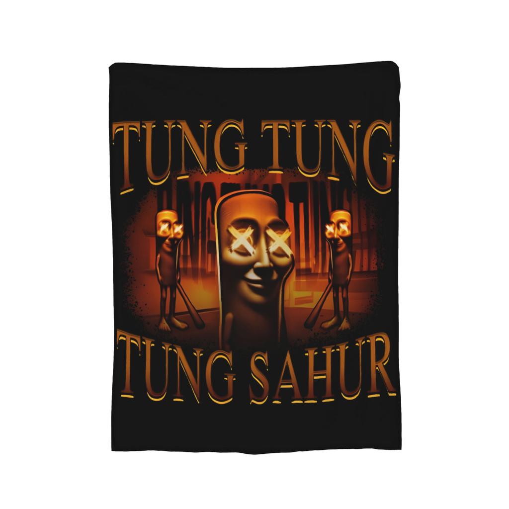Tung Tung Tung Sahur  Brainrot Italian Meme  Flannel Blanket  Custom Throw Blankets for Home Cm Quilt