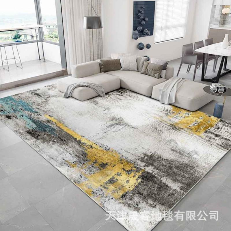 Soft Crystal Velvet Area Rug Living Room Bedroom Balcony Geometric Washable Modern Luxury Style