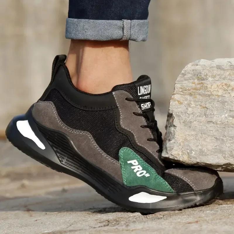 Fashion Fashion Safety Shoes Men Boots Steel Toe Shoes Men Puncture-Proof Work Sneakers Male Shoes Work Boots Indestructible Footwear