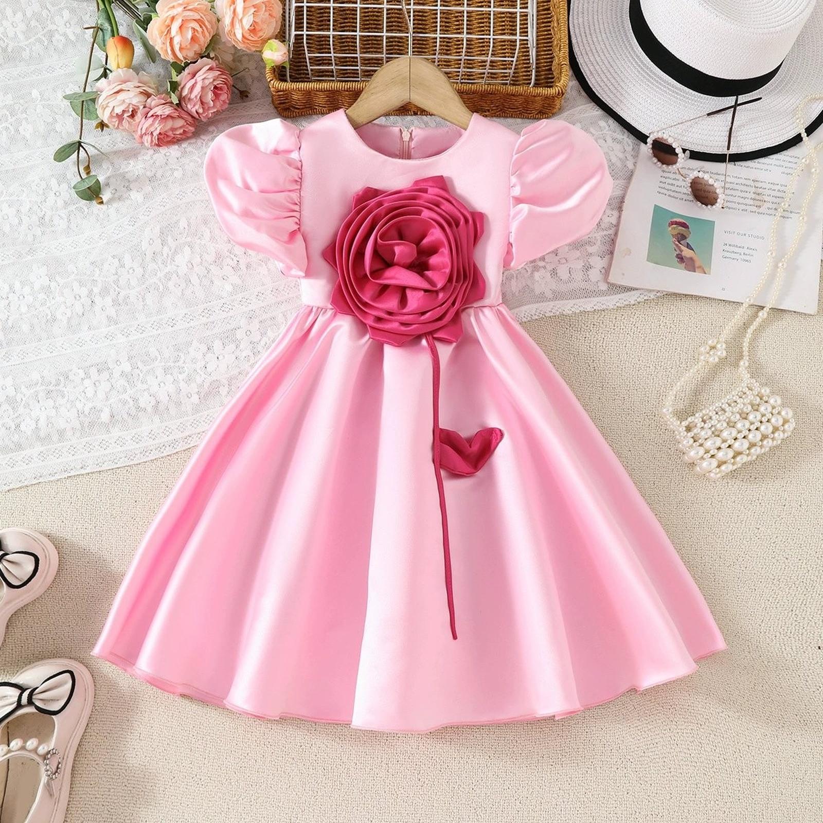 

Платье для девочки, цветочницы, свадебное и для выступления на фортепиано, на день рождения 100 розовый