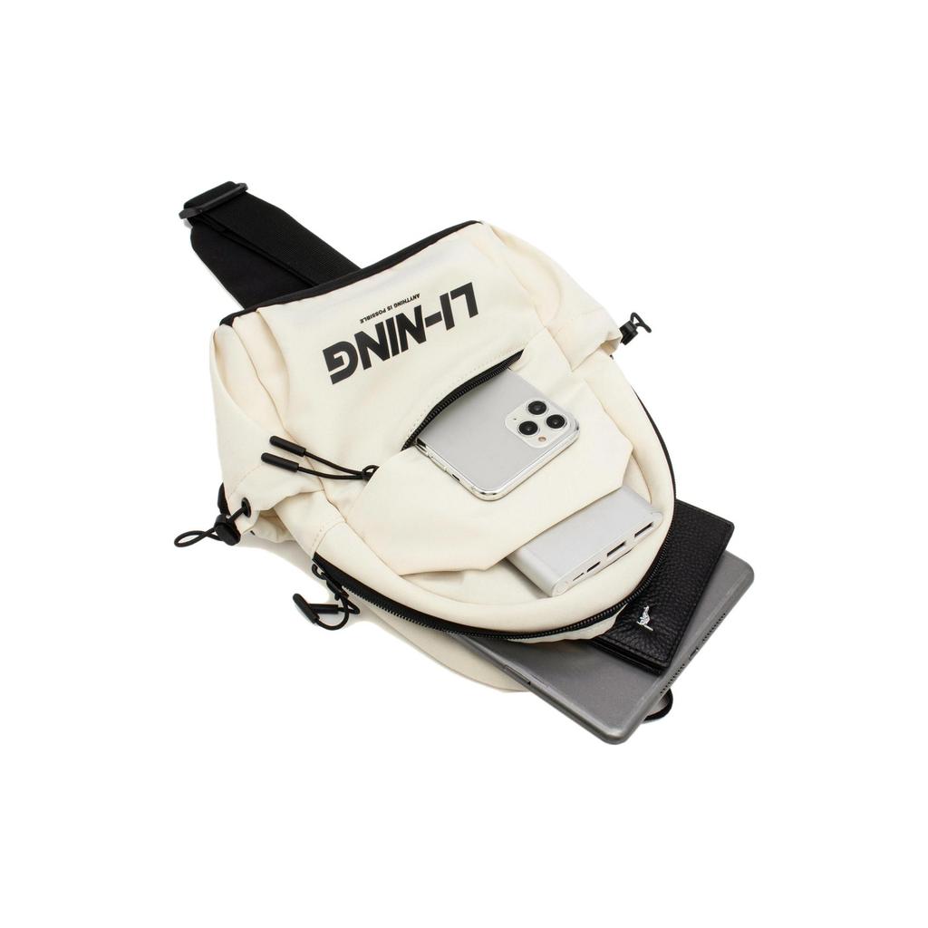 New LiNing Sports Life Collection Polyester One Shoulder Crossbody Bag, Sling Bag Regular Unisex Ecru ABDU167-1