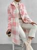 Autumn and Winter Buttoned Lapel Plush Plaid Skirt Loose Temperament Commuting Long Coat Women