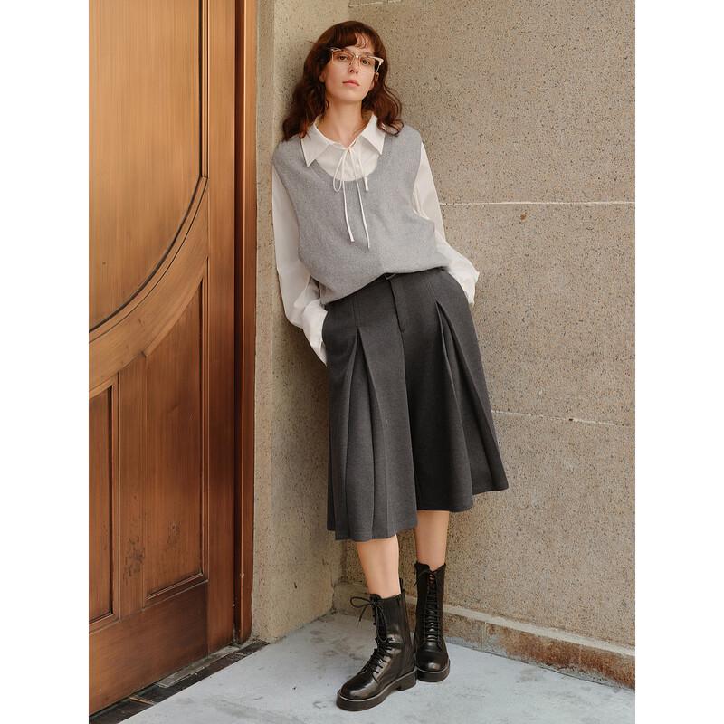 ELLE Faux Two-Piece Vest Shirt Knitted Sweater