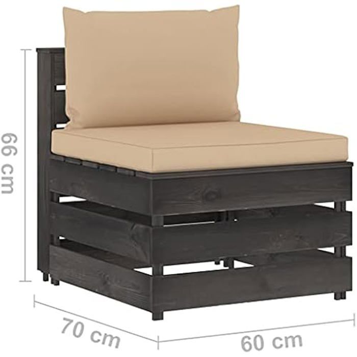 Canapé d'angle Sectionnel - VIDAXL - Bois Imprégné - Beige et Gris - Réversible - 4 personnes
