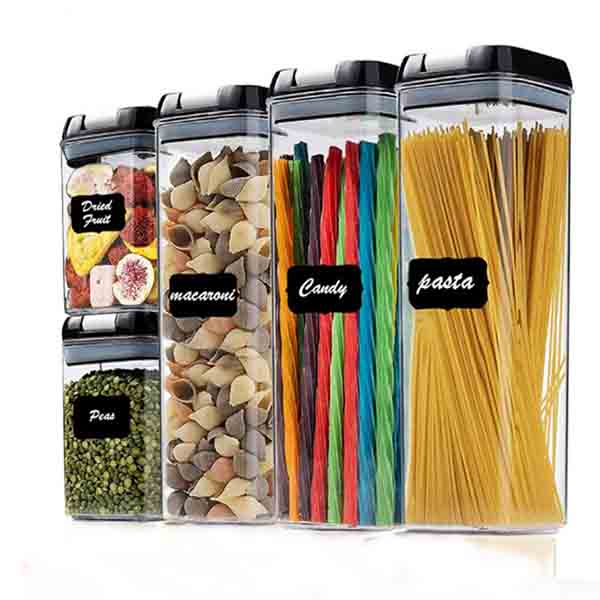 

5 шт. Бытовая прозрачная банка для хранения продуктов, герметичная, влагостойкая, для хранения цельного зерна, пластиковый органайзер, бутылка-контейнер, кухонные принадлежности чёрный