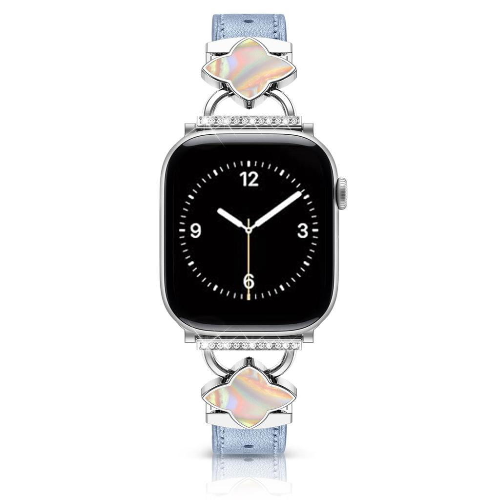 Watch Band For Apple Watch Series 10 8 9 8 7 SE 6 5 4 3 2 1 42mm 41mm 40mm 38mm Four-Pointed Star Genuine Cow Leather Strap