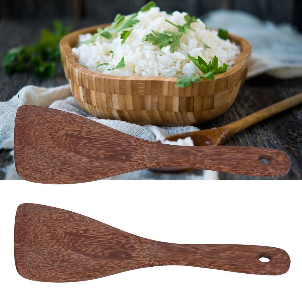 2 Pcs Long Handle Rice Paddle Smooth Burr-free Rice Spatula Kitchen Scoop  Non-stick Pan Slanted Spatula