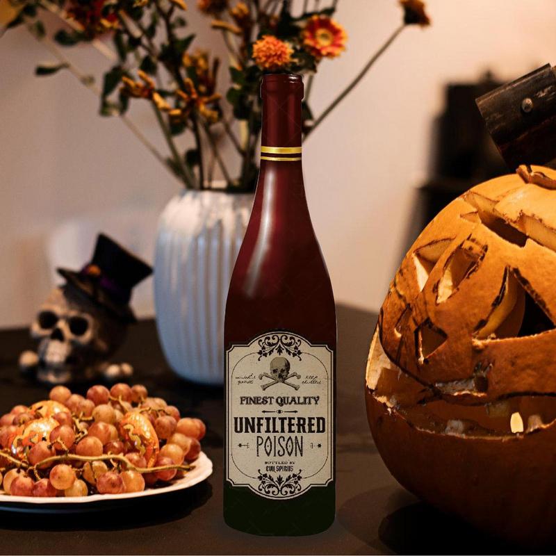 12 pezzi/set Etichette Adesive per Bottiglie di Vino di Halloween Adesivi per Bevande Teschio Pipistrello Pozioni Horror Bottiglie Adesivi Decorazioni di Halloween