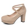 Women's Pink High Heels Mary Jane Shoes Dress Pumps Strap Black Nude Heeled Party Wedding Office Shoes Female Big Size 45 48