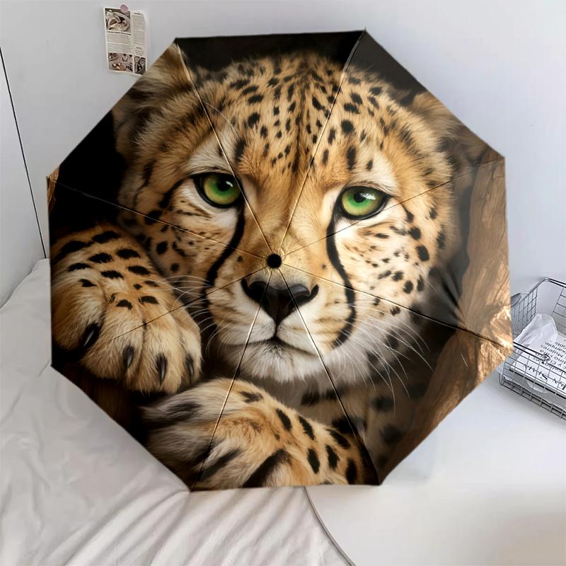 

1 шт. Автоматический складной зонт - Узор «Портреты животных», Портативный и складной дизайн с 8 спицами, Рождественские подарки на день рождения разноцветный