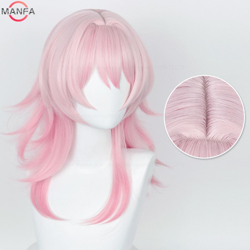 HSR 7 Maart Cosplay Pruik 50cm Lang Roze Gegradueerde Pruiken Hittebestendig Synthetisch Haar Halloween Feest gray