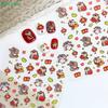 Zodiac 5D Nail Art Sticker Cute Chinese New Year Horse Animals Lucky Pony Manicure Decals Festive Embossed Nail Decoration