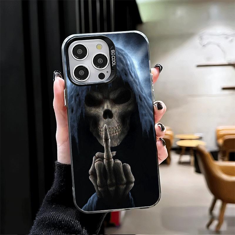 Grim Reaper Skeleton Funny Style Soft Phone Case for iPhone 15 16 17 Pro Max 17Air 16E 14 Plus 13 12 Mini Shockproof Cover Back