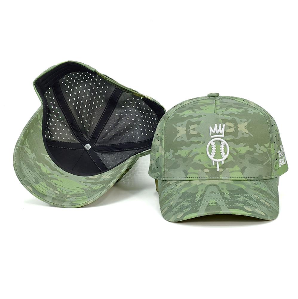 High Quality 5 Panel Nylon Baseball Cap Custom Embroidery Logo Waterproof Gorras Baseball Caps Outdoor Sports Laser Cut Hole Cap армия зеленый