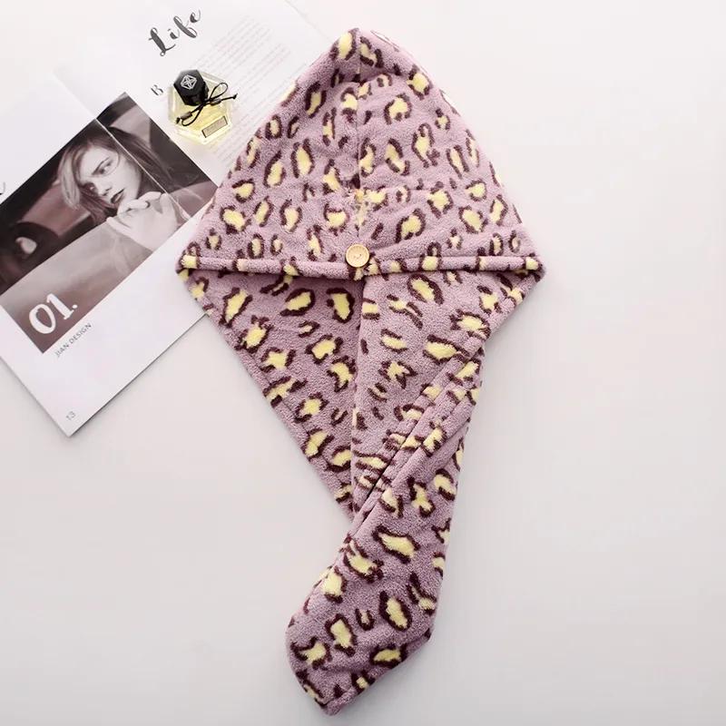 

Шапочка для сухих волос из микрофибры с леопардовым принтом, женская, для сухого душа, полотенце для волос, упаковка для головы фиолетовый