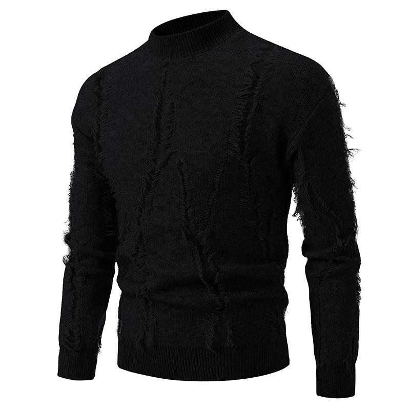 Ripped Sweater Men's Autumn and Winter New Sweater Knitted Sweater Men's Thickened Men's Sweater