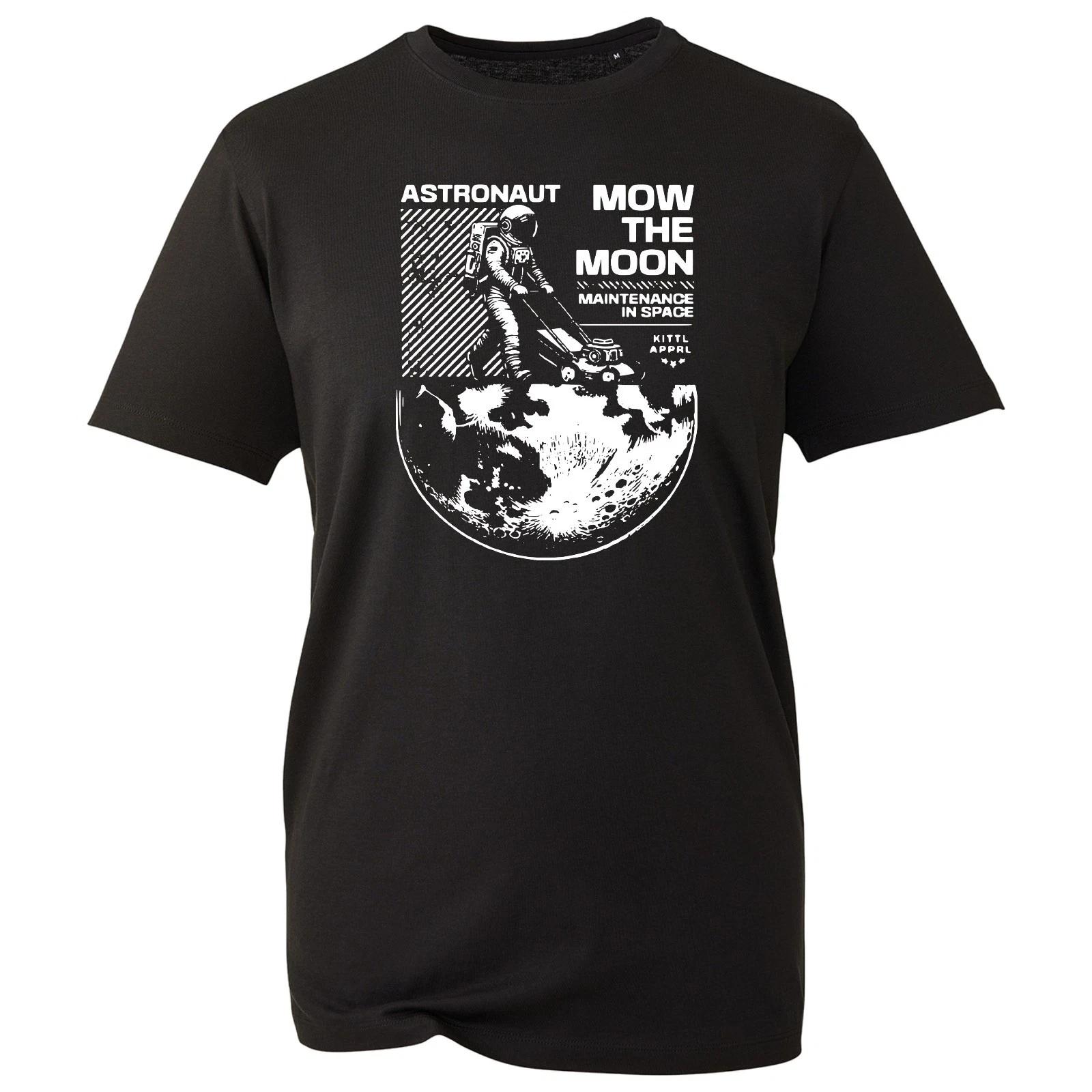 Astronaut Joke Mow The Moon T-Shirt, Funny Space Humor Meme Graphic Unisex Tee XL