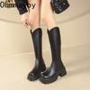 Autumn Winter Platform Thick Heel Women Knee High top Punk Back Zippers Retro Ladies Knight Botas for Adult Women