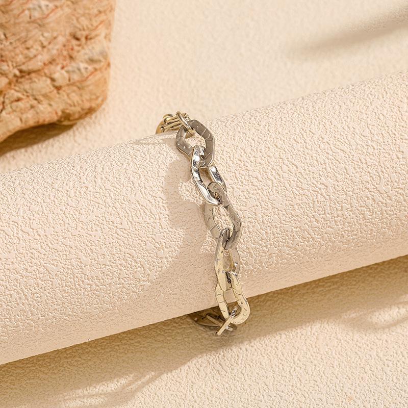 Best-selling stainless steel bracelet hollow-plated 18K gold non-fading necklace simple and exquisite jewelry set chain