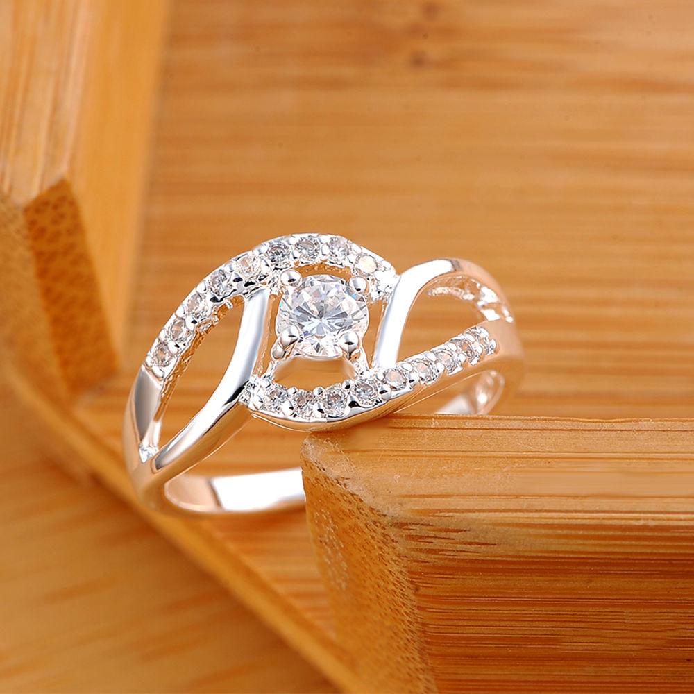 925 Sterling Silver Fashion Jewelry AAA Zircon Wedding Ring