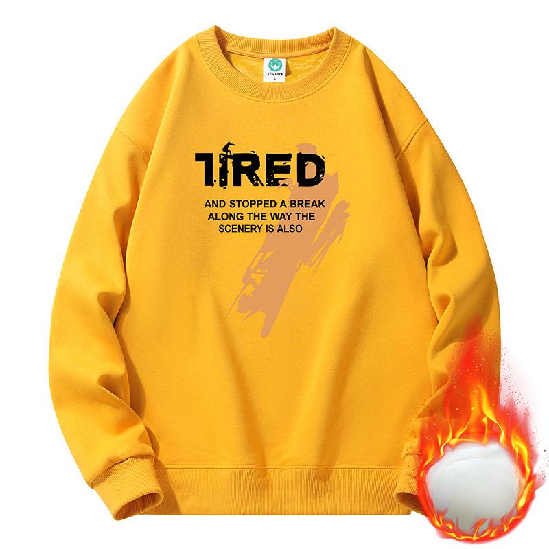 

Осенне-зимний мужской свитер, свободный флисовый утолщенный пуловер, подростковый студенческий свитер с круглым вырезом, универсальная нижняя рубашка 5XL жёлтый