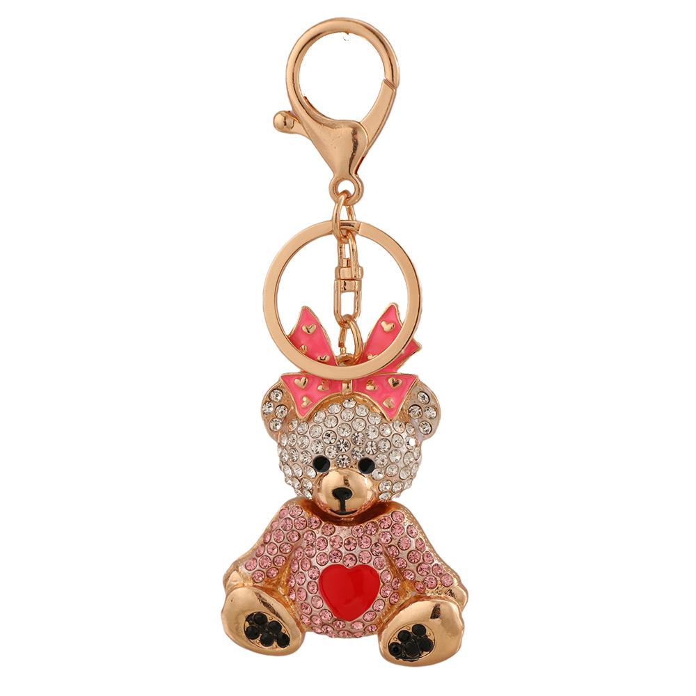 1PC Creative Bow Bear Keychain Love Bear Doll Keychain Pendant Bag Pendant Hanging Decoration Car Keychain Decoration
