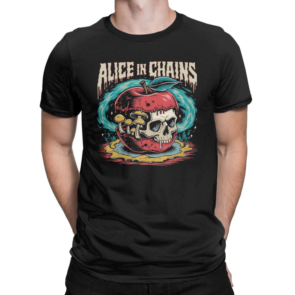 Vintage Seattle Rock Graphic 100% Cotton T-Shirt A-Alice in Chains Tees Tops For Men