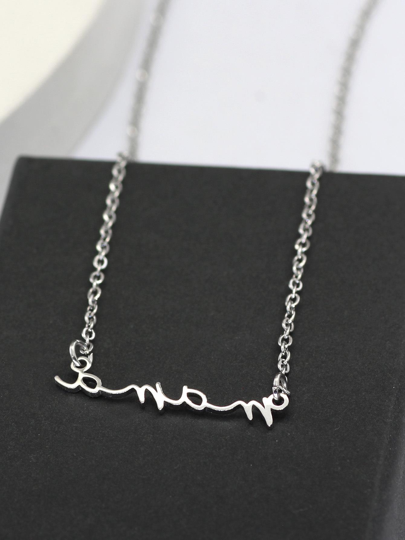 

Подарок на день матери, нержавеющая сталь, мама, английская буква, нарисованное от руки, простое ожерелье для матери, цепочка на воротник, женские модные украшения серебряный