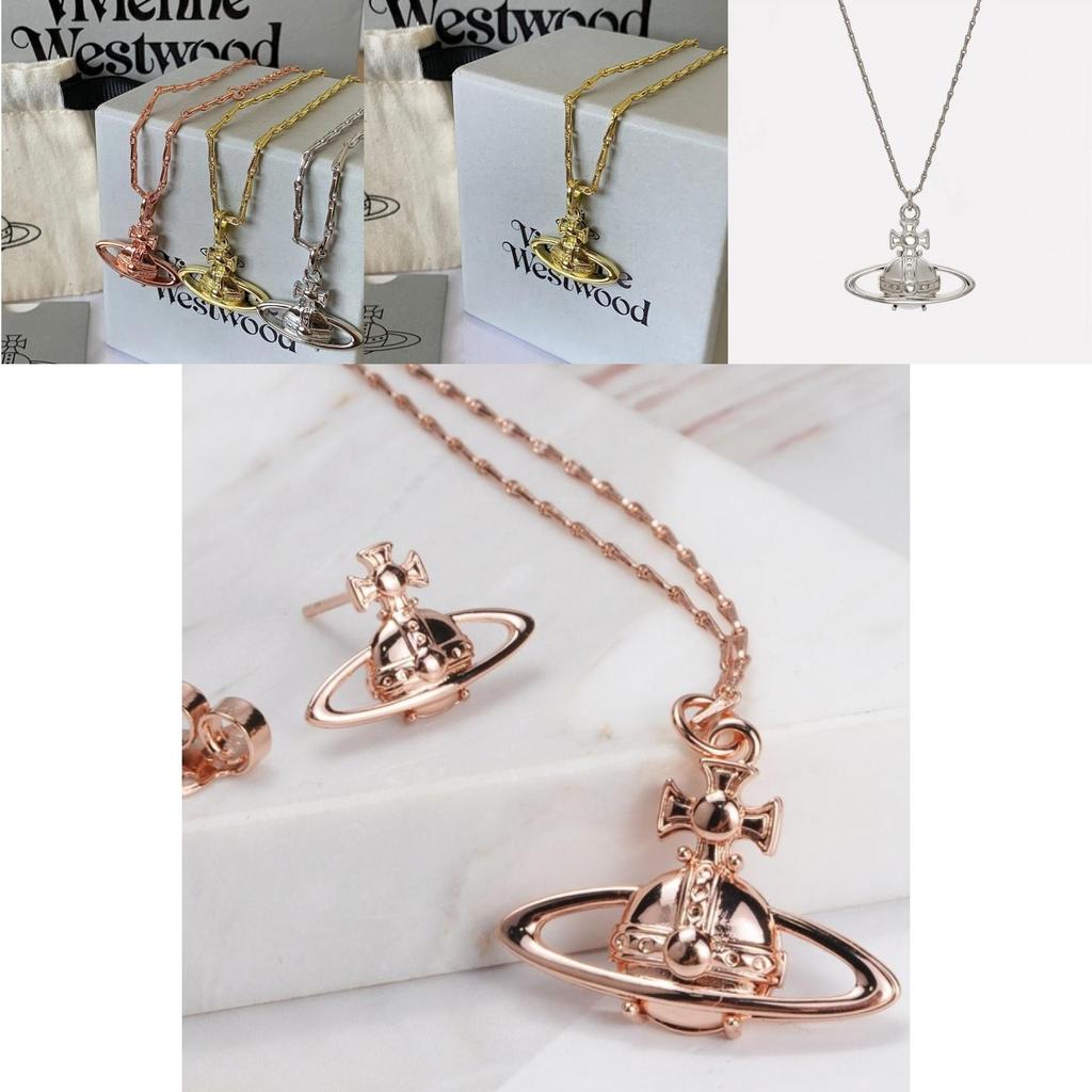 Trendy Vivienne Westwood Suzie Collection Jewelry Set Embossed Silver Necklace And Bracelet U-shaped And Geometric Design Collarbone Chain