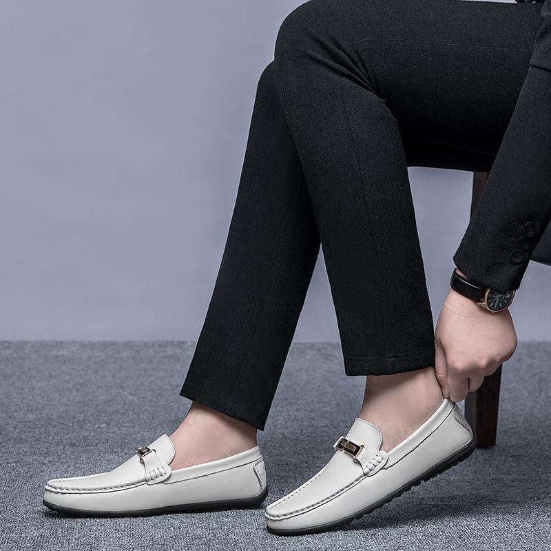 FashionSpring Summer Men Loafers Outodor Comfortable Flat Casual Shoes Men Breathable Slip-On Soft Cow Genuine Leather Shoes Moccasins