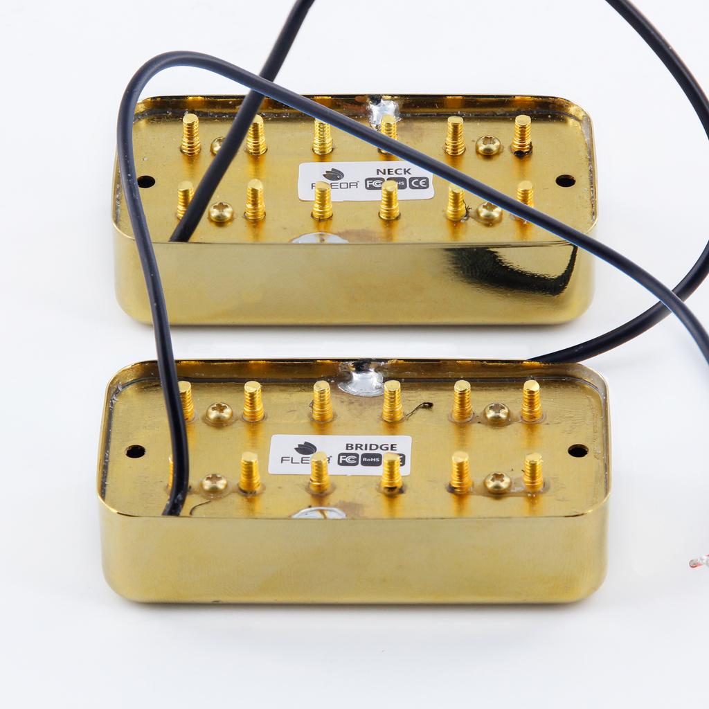 FLEOR Alnico II Electric Guitar Neck/Bridge Humbucker Pickup for FT Style Guitar, Chrome/Gold
