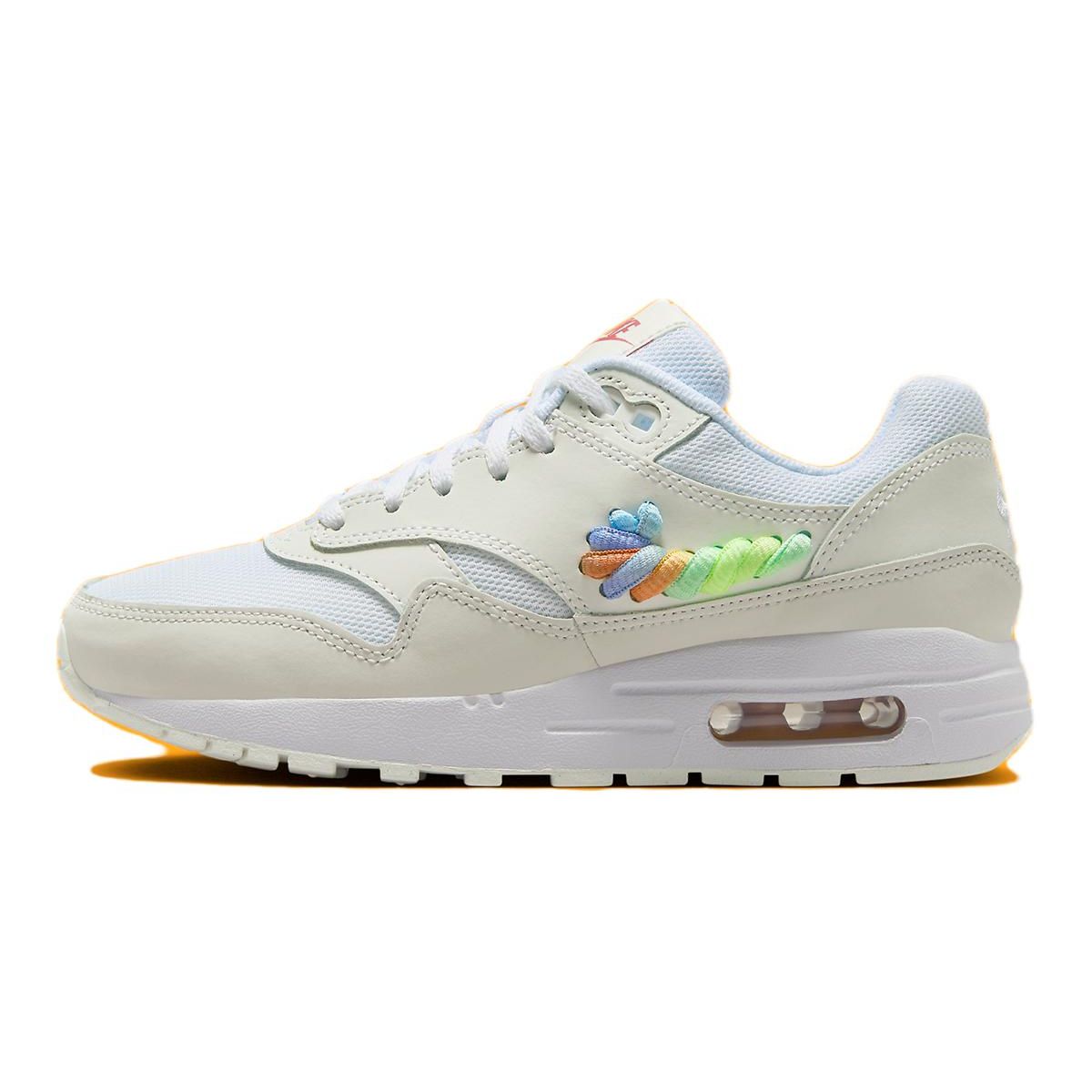 

Nike Кроссовки Air Max 1 SE GS Rainbow Lace Swoosh Kids кремово-белые Summit-White FN4782-100 37.5