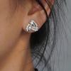 Graceful Silver Color Stud Earrings Fashion Lady Engagement Jewelry Chic Bright Cubic Zirconia Accessories for Wedding
