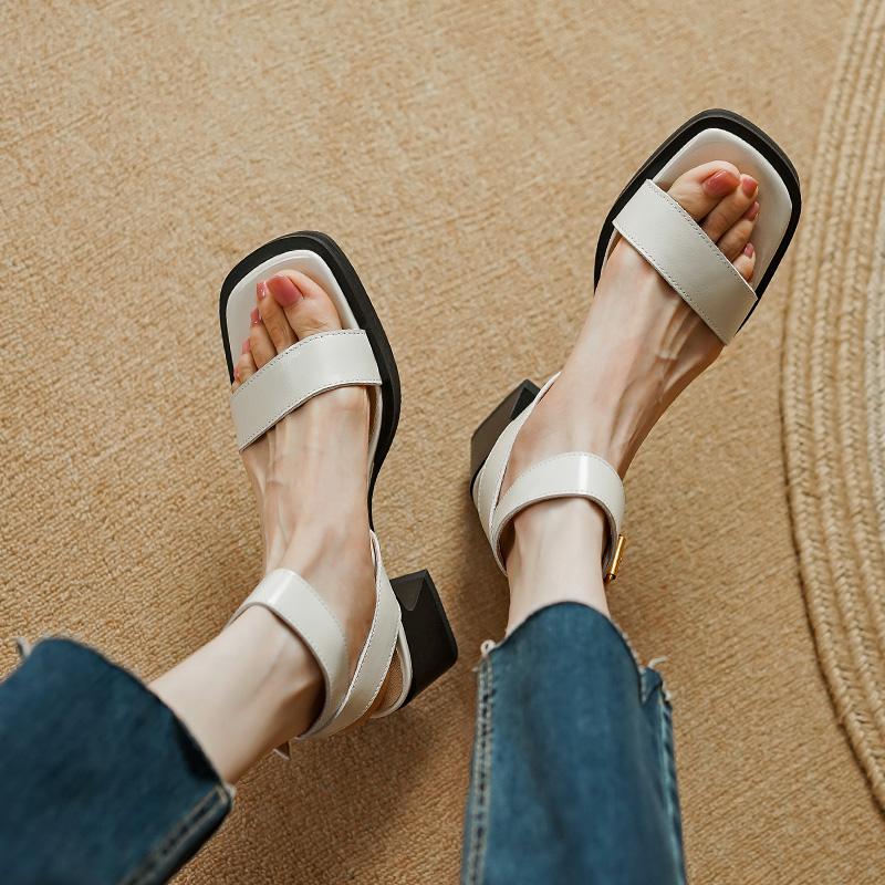 2024 Summer Fashion Women Shoes Women Open Toe Chunky Heel Sandals High Heel Shoes for Women Concise Women Sandals Heels Women