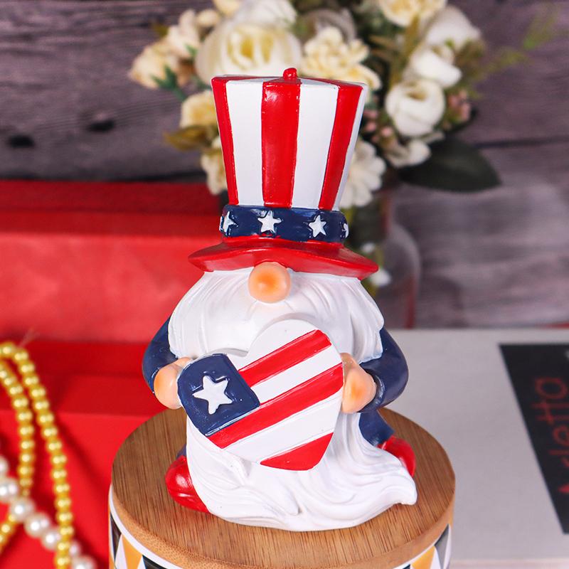 Creative Star-Spangled Gnome Resin Statue with Top Hat Design, Perfect 4th of July Gift