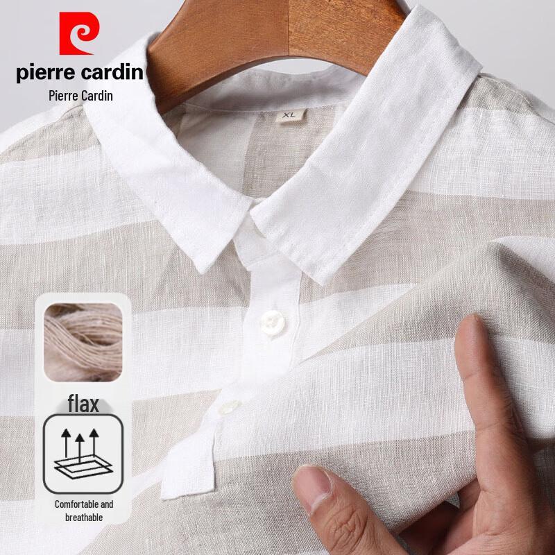 Pierre Cardin Men s Striped 100% Linen Polo Shirt 2XL
