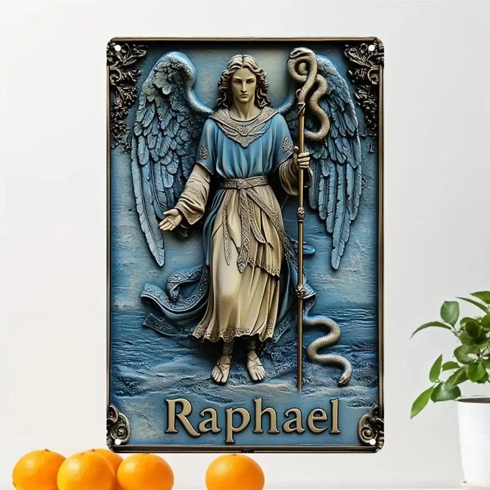 

1pc Square Aluminum Plate, 2D Archangel Raphael, Square Sign, Square Gift, Bar Restaurant Decoration, 8X12 in/12X18 in, 1Pc 20x30cm