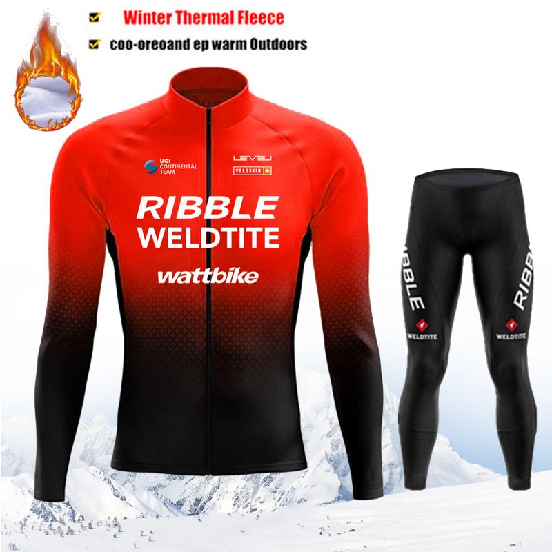Winter Thermal Fleece Cycling Jersey Set Maillot Ropa Ciclismo Keep Warm MTB Bike Wear Bicycle Clothing Blue Cycling Set