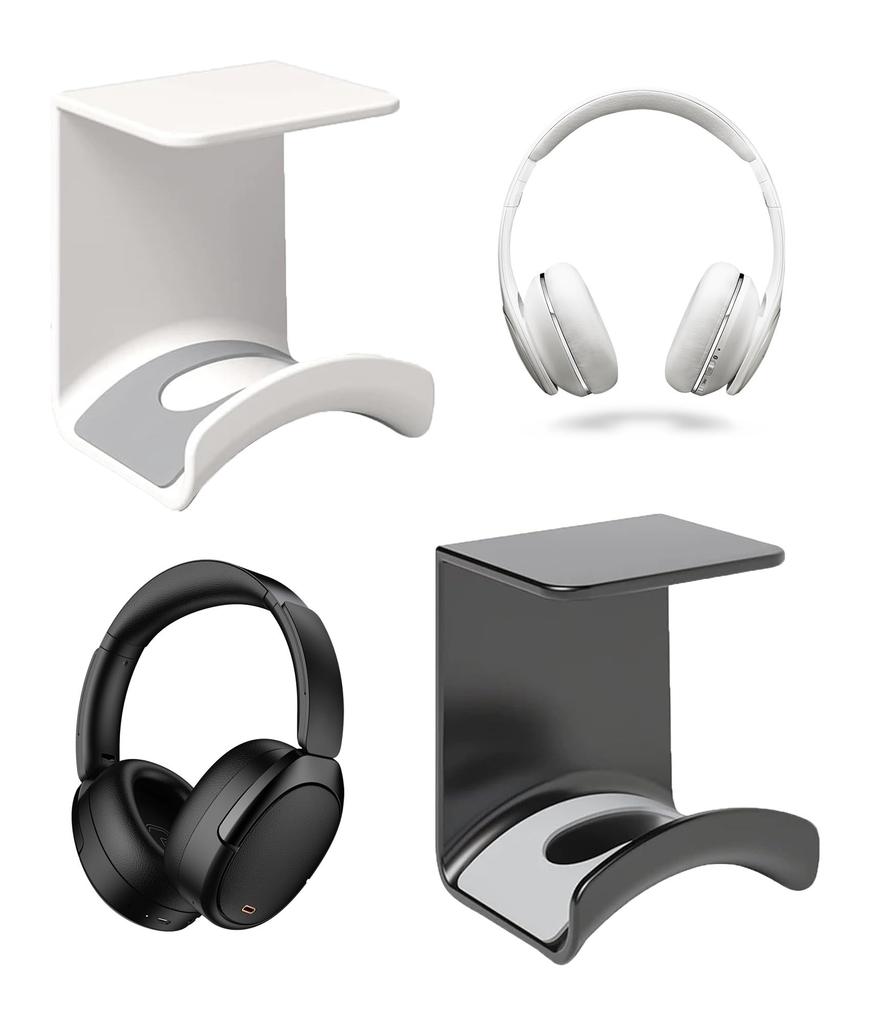 Headphone Controller Strong Easy Wide Range of Models Compatible Black Stand, Stand, Storage, Adhesive, Installation, (2-Pack + White)