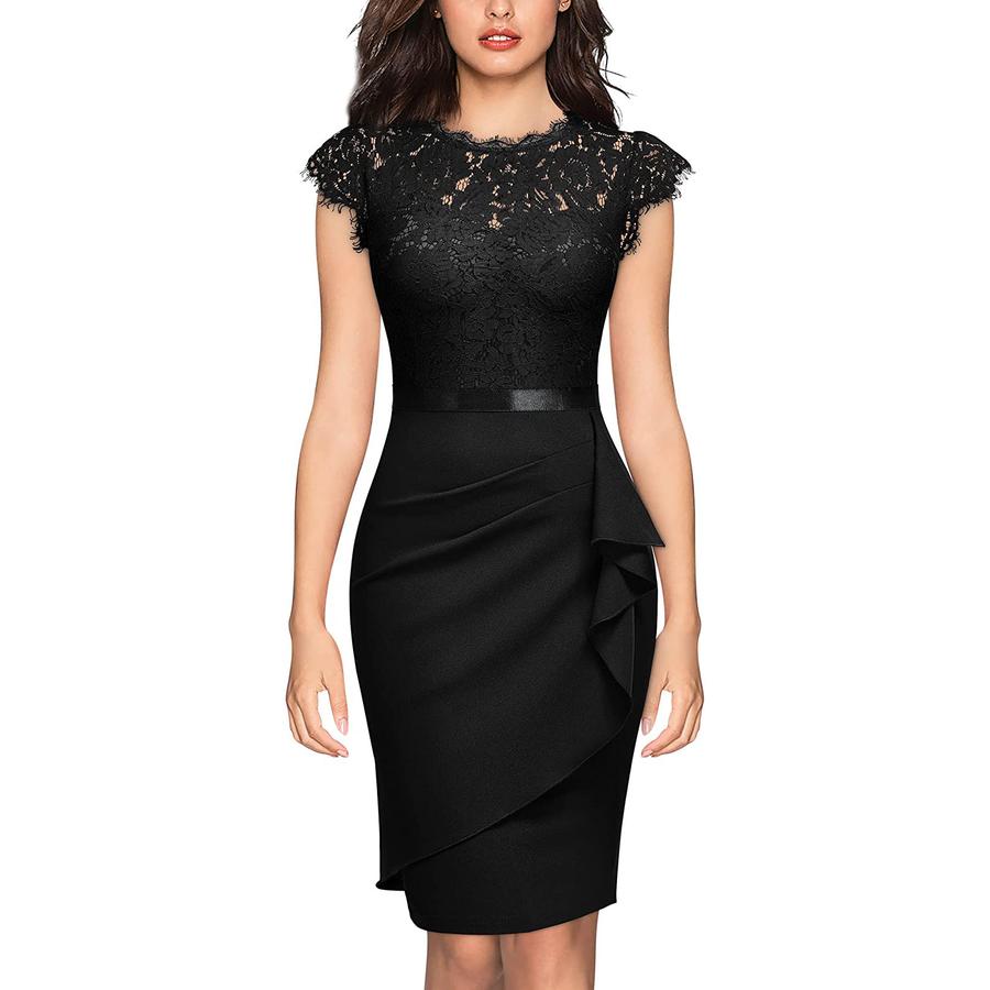 New Women's Bridesmaid Dress One-Piece Mini Dress Lace Bodycon Gown