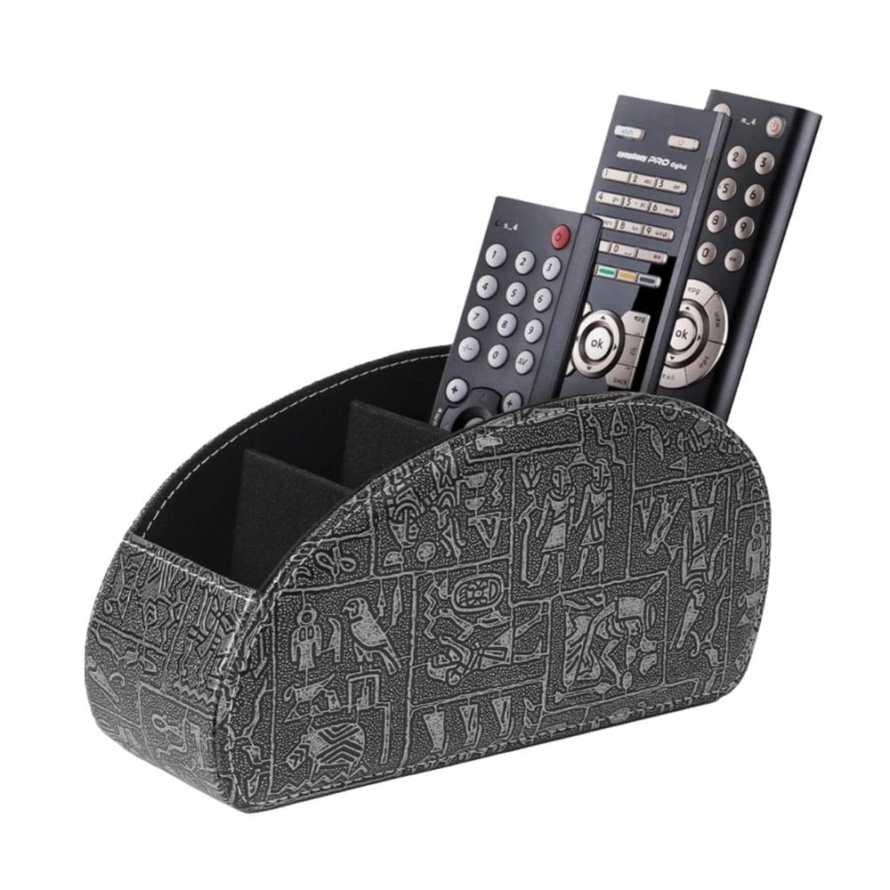 PU Leather Remote Control Holder Modern Universal Desktop Storage Box Cable Management Multi-Device Remote Control Organizer
