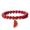 One Piece Watermelon Charm Bracelet Women Men Boho Fruit Bracelet Natural Stone Elastic Bracelet Girls Summer Jewelry Gift