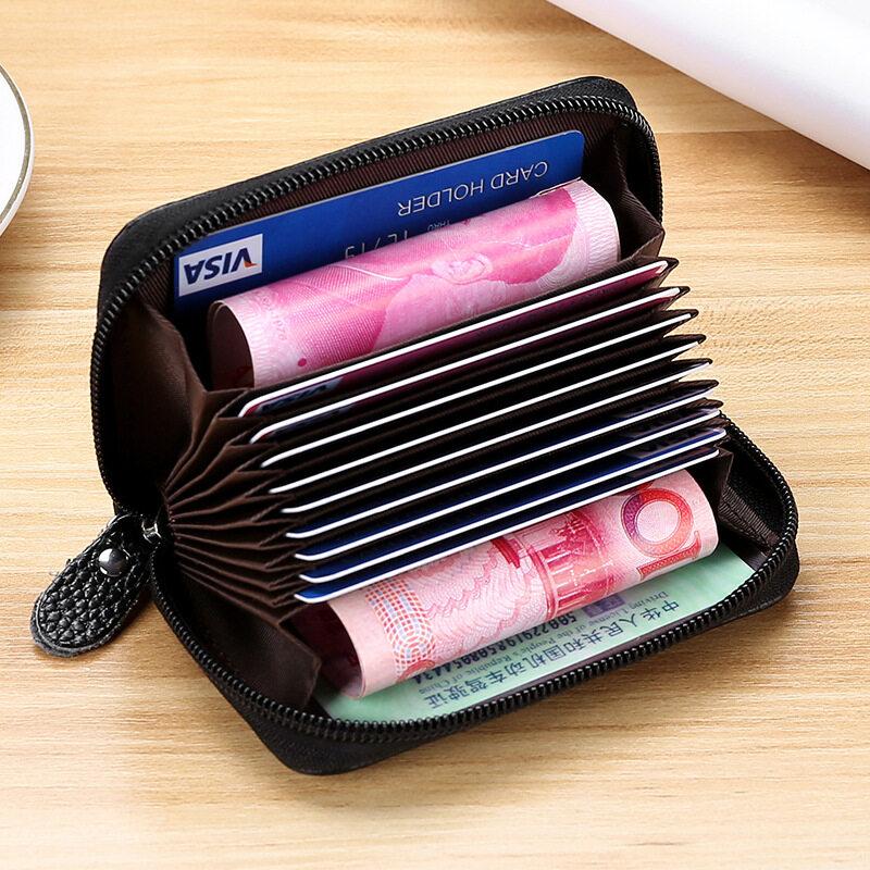 Geantă de mână din piele naturală pentru carduri de credit, pentru bărbați și femei, pentru carduri VIP, pentru ID, subțire, cu fermoar, pentru afaceri, pentru organe