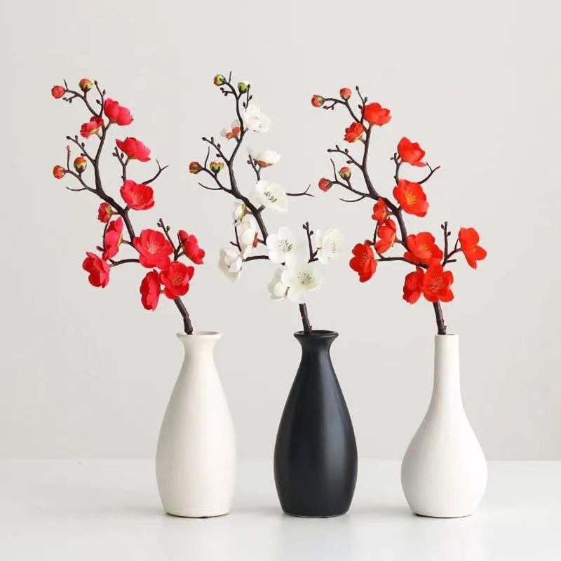 Spring Plum Blossom Bouquet Branch Silk Flower Artificial Flowers for Wedding Home Office Party Hotel Yard Decoration